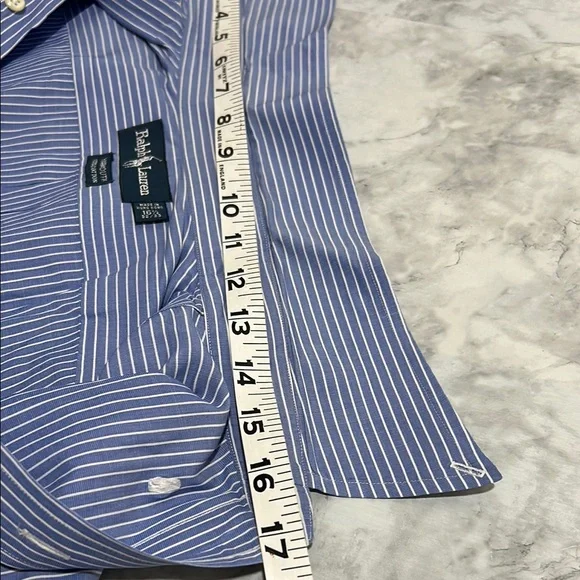 RALPH LAUREN MENS BLUE PINSTRIPE BUTTON DOWN SHIRT YARMOUTH Sz 16 1/2 - Picture 11 of 11